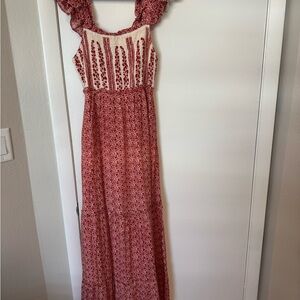 Jessica Simpson Red and Cream Maxi Dress